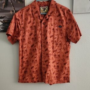 Cinch Men's Patterned Orange Button Down Shirt